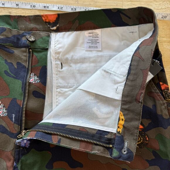 Paisley & Gray Mens Shorts 34W Slim Fit Chino All Over Print Camo & Butterflies - Picture 4 of 11